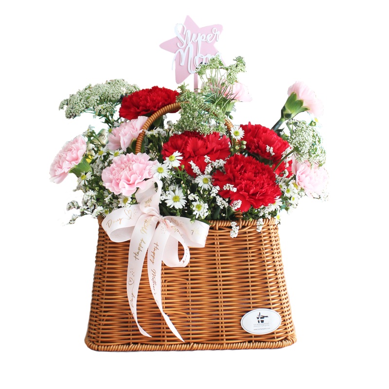 Lunara Red Carnation Flower Basket (Klang Valley Delivery Only)
