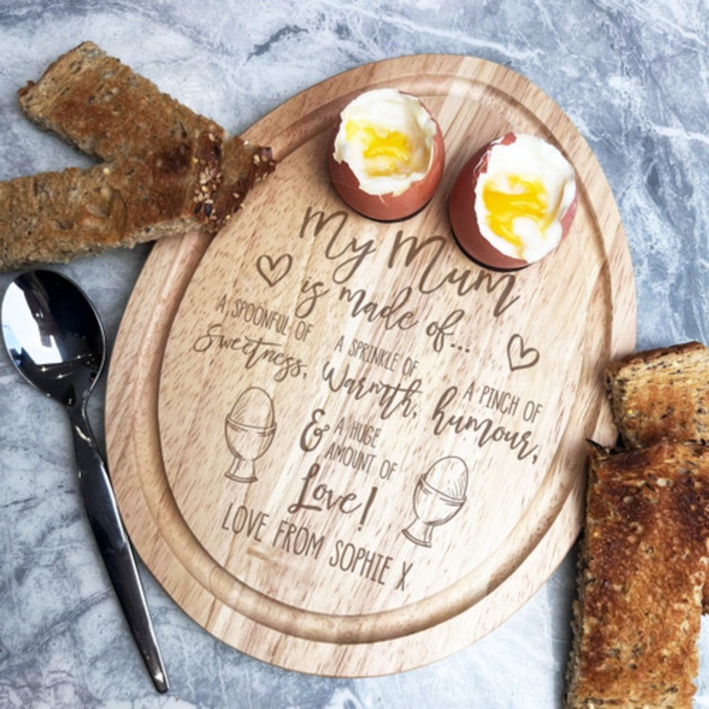 My Mum Is Made Of Personalised Gift Toast Soldiers Egg Shaped Breakfast Board – The Card Zoo