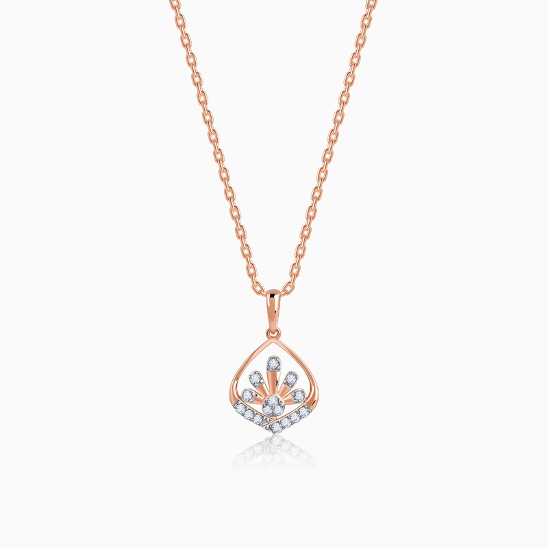 Rose Gold Floral Droplet Lab Grown Diamond Pendant