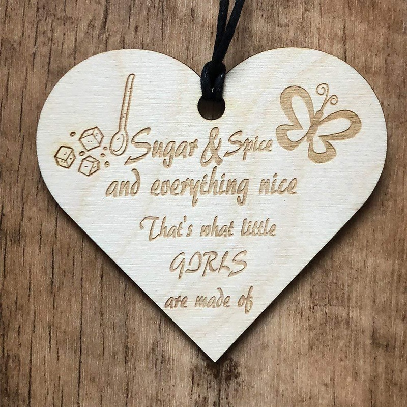 Sugar and Spice Little Girls Wooden Plaque Gift