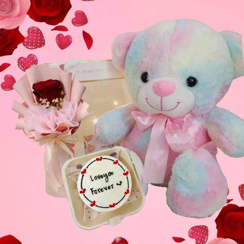 Valentine’s Day 2023 Memorable Gift with Tasty Bento Cake (Artificial Flower) (Penang Delivery Only)