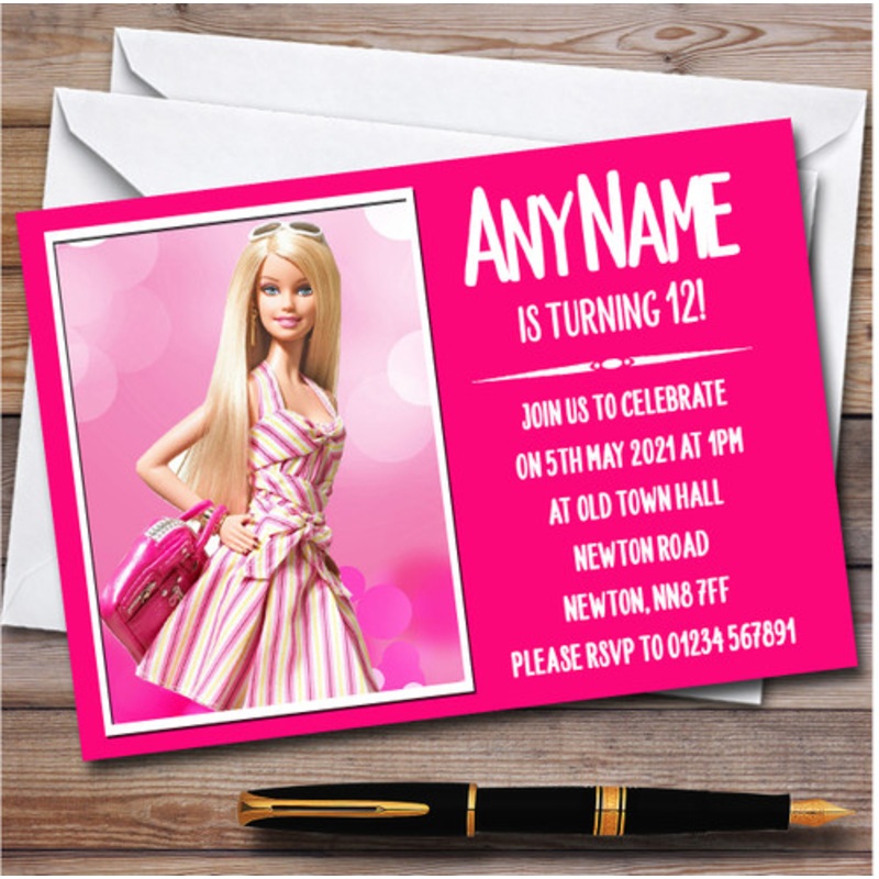 Barbie Handbag Personalised Children’s Kids Birthday Party Invitations – The Card Zoo