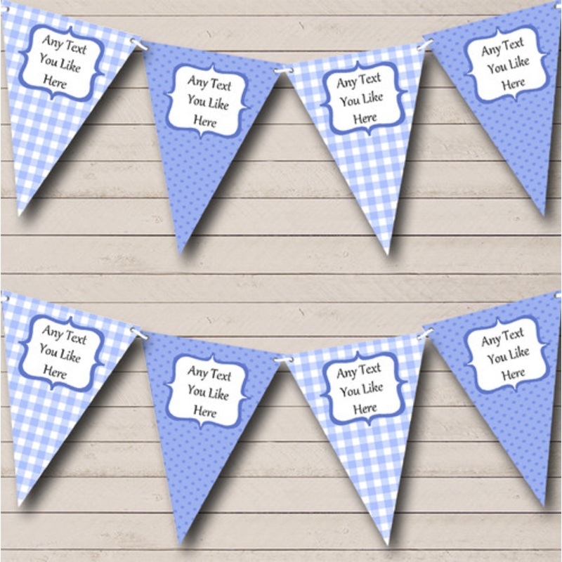 Blue Gingham and Polka Dot Personalised Children’s Birthday Party Bunting – The Card Zoo