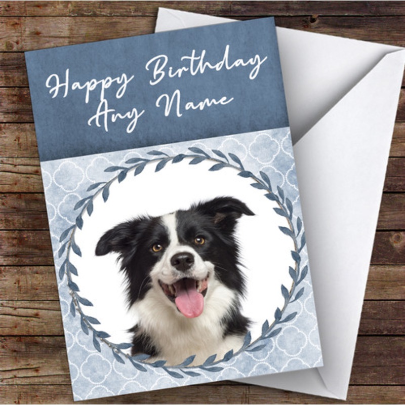 Border Collie Dog Blue Animal Personalised Birthday Card – The Card Zoo
