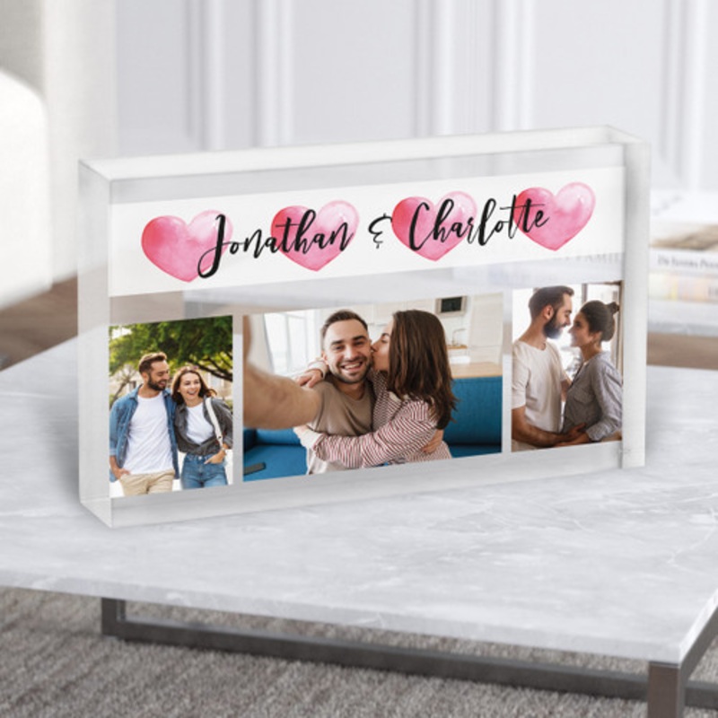 Couple Photos Hearts Boyfriend Girlfriend Husband Wife Gift Acrylic Block – The Card Zoo