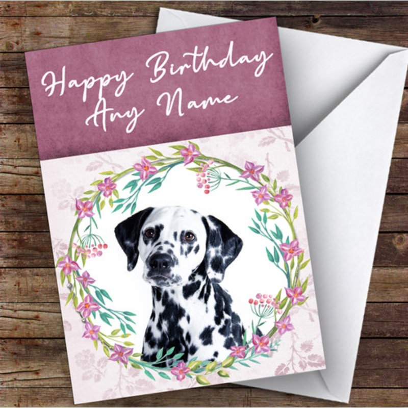 Dalmatian Dog Pink Floral Animal Personalised Birthday Card – The Card Zoo