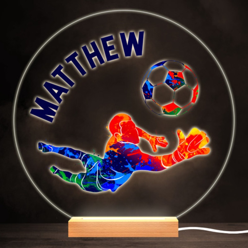 Football Goalkeeper Player Colourful Round Personalised Gift Lamp Night Light – The Card Zoo