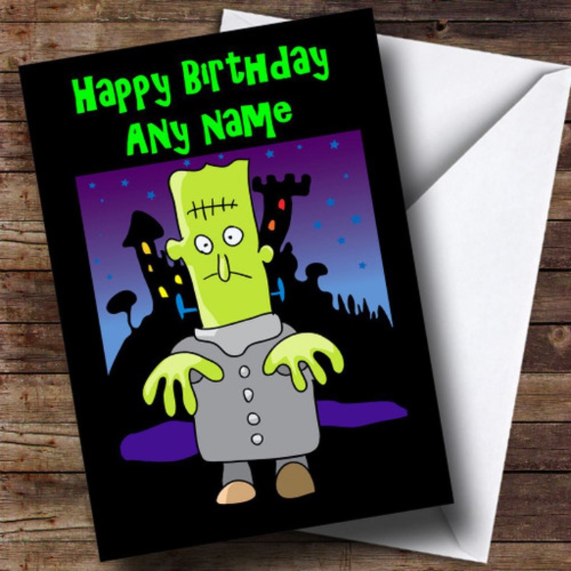Frankenstein Cartoon Personalised Birthday Card – The Card Zoo