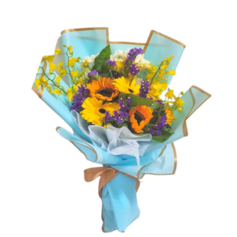 [Fresh Flower] Blue Gold Liner Yellow Sunflower (Klang Valley Delivery Only)