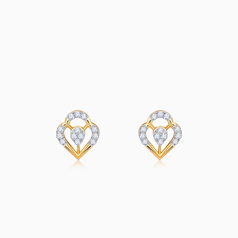 Gold Petal Bloom Diamond Studs
