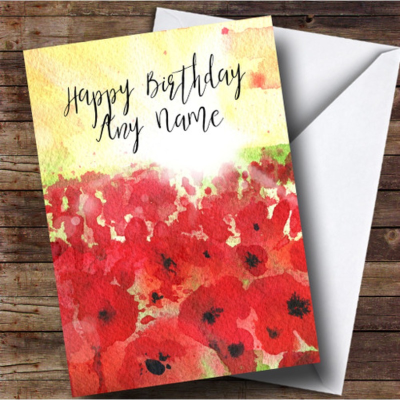 Poppy Field and Sun Personalised Birthday Card – The Card Zoo