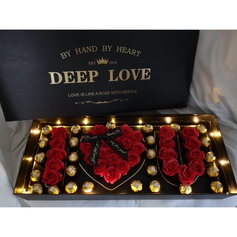 Valentine’s Day 2023 Deep Love Red Soap Roses With Ferrero (Soap Flower) (Klang Valley Delivery Only)