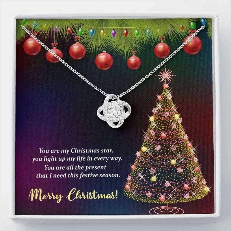 Wife Necklace, Wife Christmas Love Knot Necklace Jewelry Gift For Wife My Christmas Star