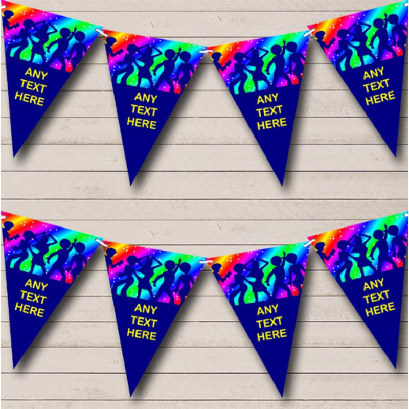 60’s 70’s 80’s Disco Retro Rainbow Personalised Birthday Party Bunting – The Card Zoo