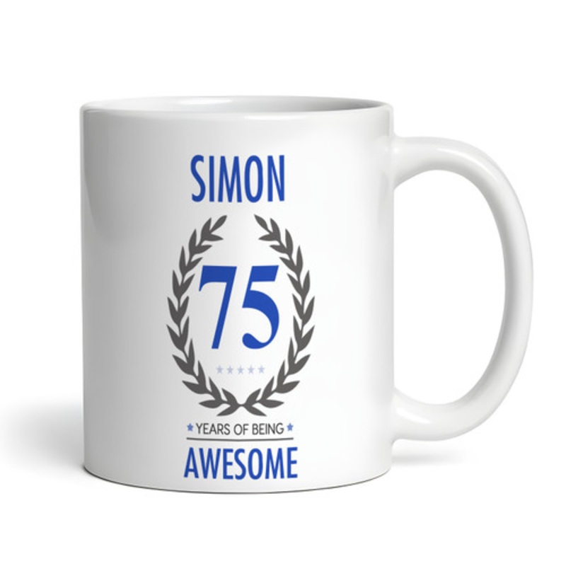 75th Birthday Gift For Man Blue Male Mens 75th Birthday Present Personalised Mug – The Card Zoo