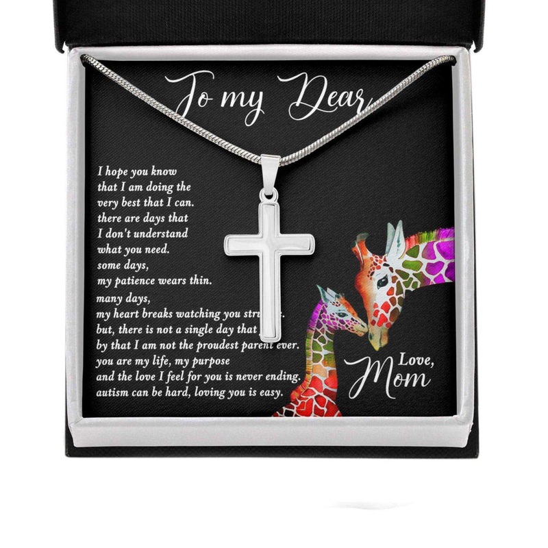 Awareness Necklace: You Are My Life Purpose, Meaningful Autism Message Card Cross Necklace