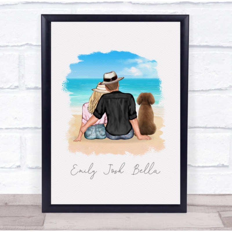 Beach Dog Couple Romantic Gift For Him or Her Personalised Couple Print – The Card Zoo