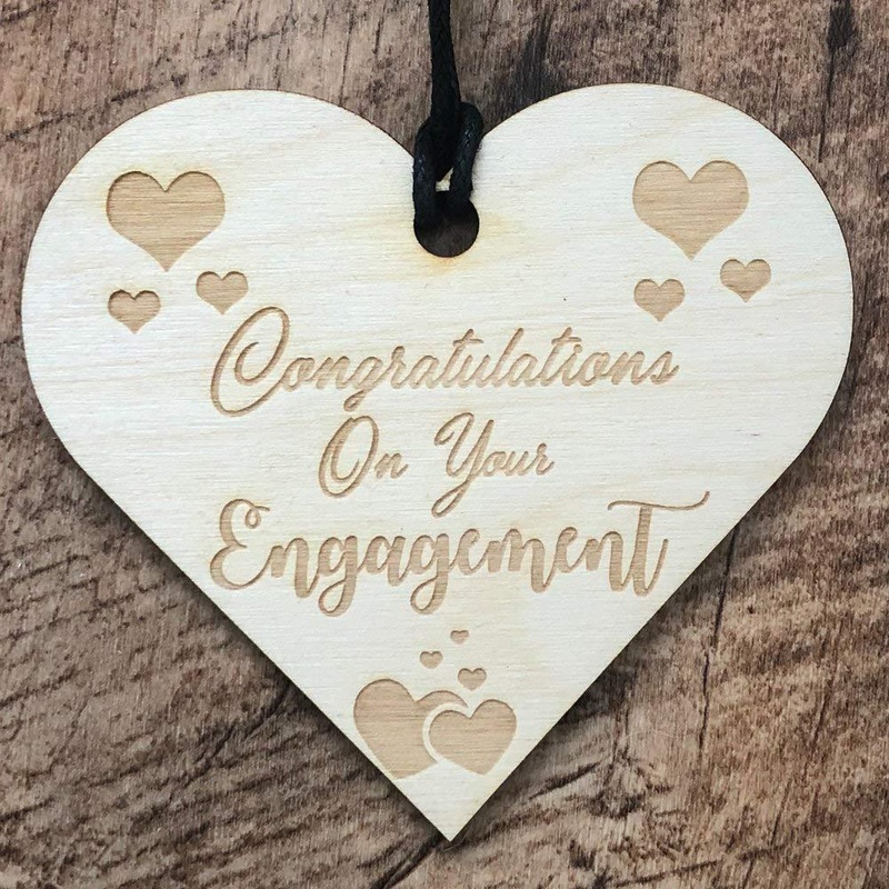 Congratulations On Your Engagement Heart Wooden Plaque Gift