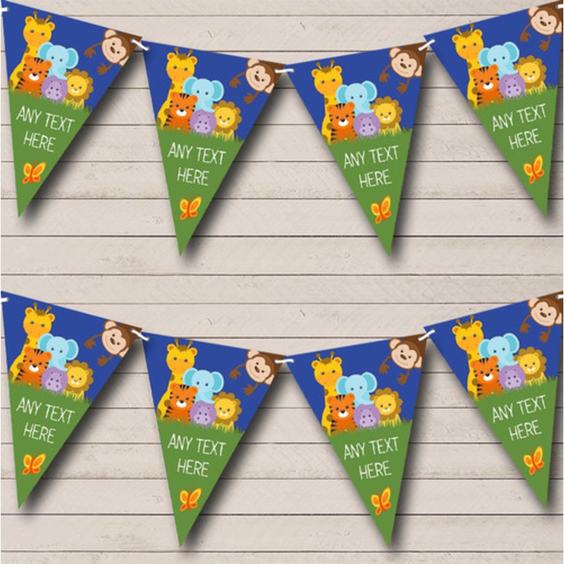 Cute Jungle Animals Personalised Children’s Party Bunting – The Card Zoo