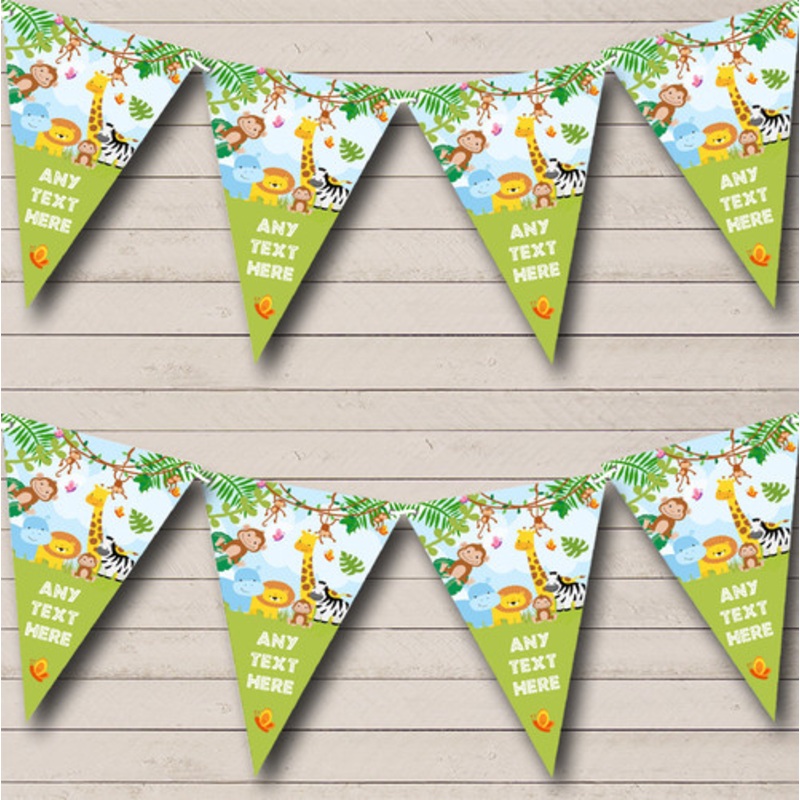 Safari Jungle Animals Personalised Children’s Party Bunting – The Card Zoo