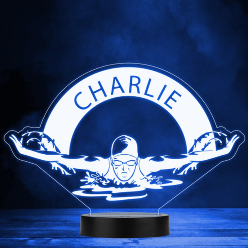Swimming Silhouette Swimmer Sports Personalised Gift Colour Changing Night Light – The Card Zoo