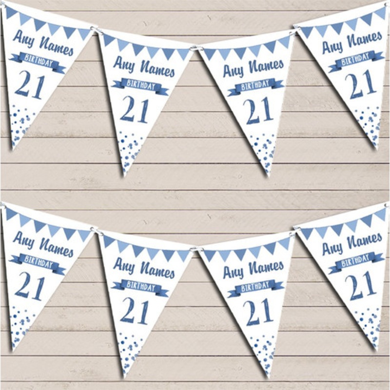 Any Age Birthday 18th 21st 30th 40th 50th 60th Blue Birthday Bunting – The Card Zoo
