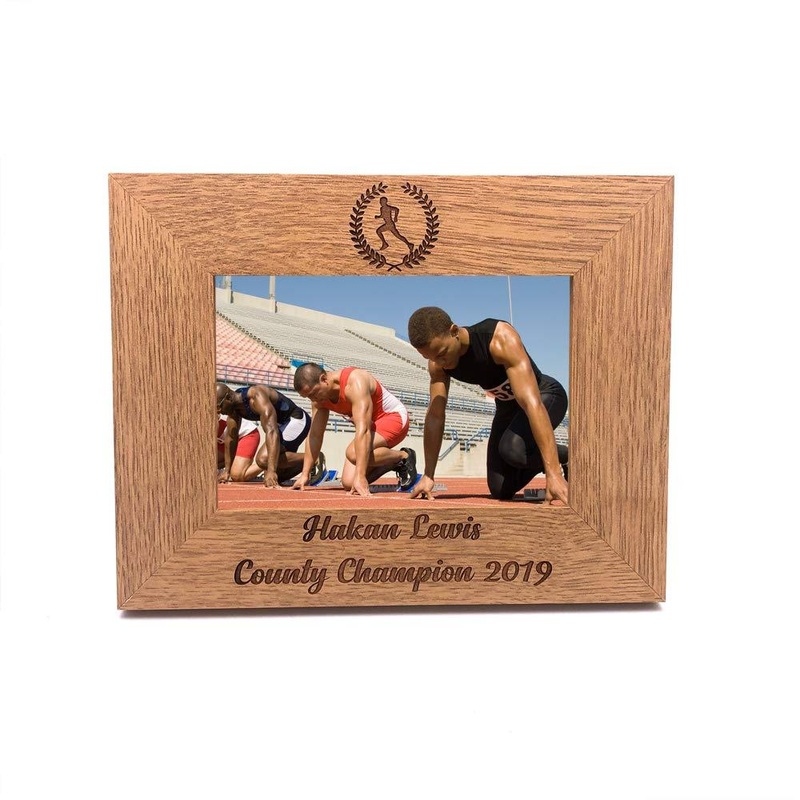 Athletics Runner Marathon Gift Personalised Engraved Wooden Photo Frame