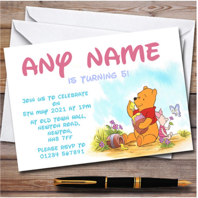 Disney Winnie The Pooh and Piglet Children’s Birthday Party Invitations – The Card Zoo