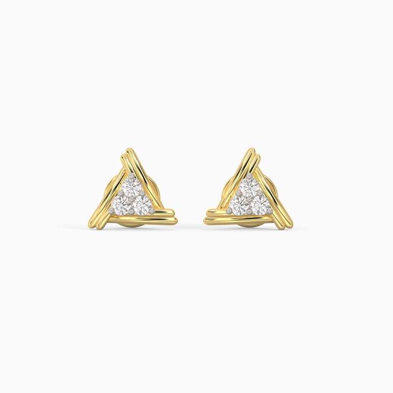 Gold Geometric Trio Diamond Earrings