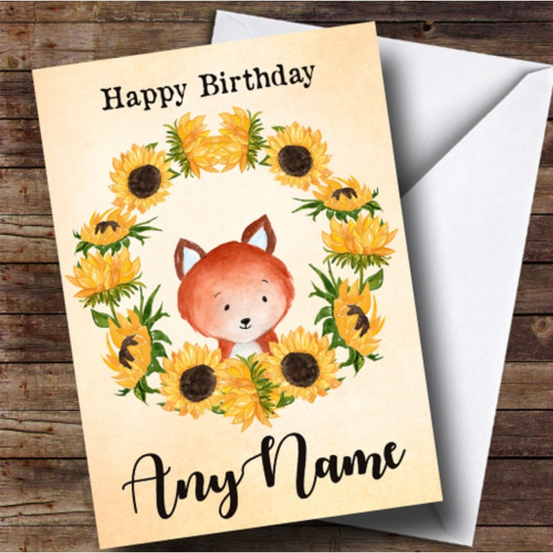 Sunflower Fox Personalised Birthday Card – The Card Zoo