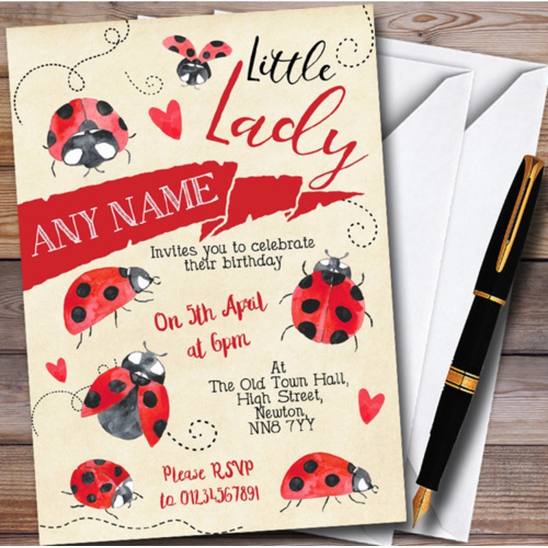 Vintage Ladybird Personalised Children’s Party Invitations – The Card Zoo
