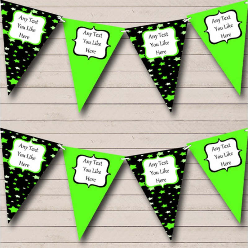 Black and Green Stars Personalised Children’s Birthday Party Bunting – The Card Zoo