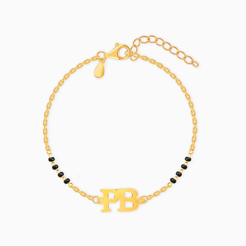 Golden Signature Initial Mangalsutra Bracelet
