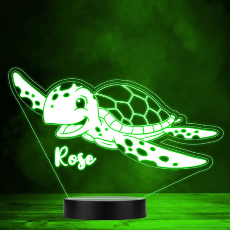 Happy Swimming Sea Turtle Colour Changing Led Lamp Personalised Gift Night Light – The Card Zoo