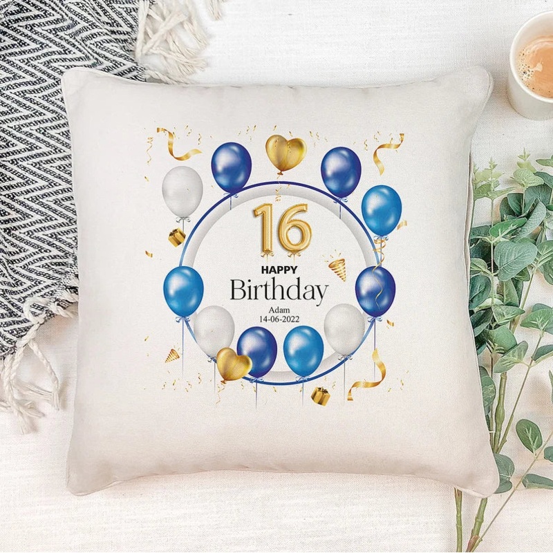 Personalised 16th Birthday Gift Cushion Present Design