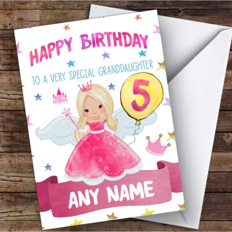 Personalised Birthday Card Princess 7th 8th 9th 10th 11th 12th Granddaughter – The Card Zoo