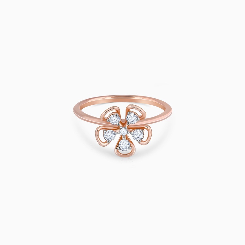 Rose Gold & Diamond Cute Bloom Ring