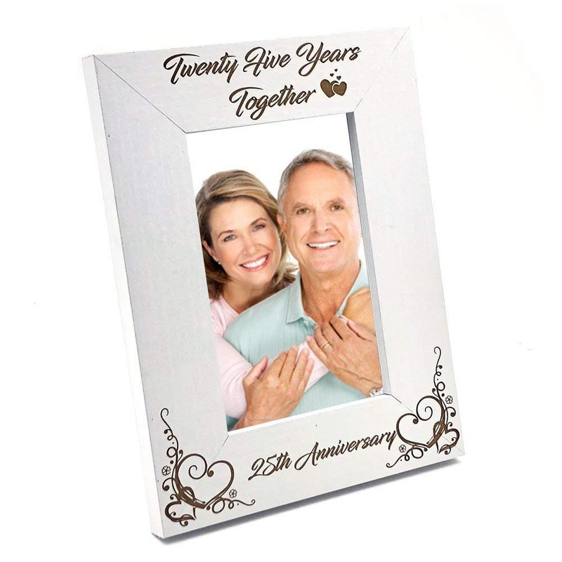 White Wooden 25th Anniversary Photo Frame Gift