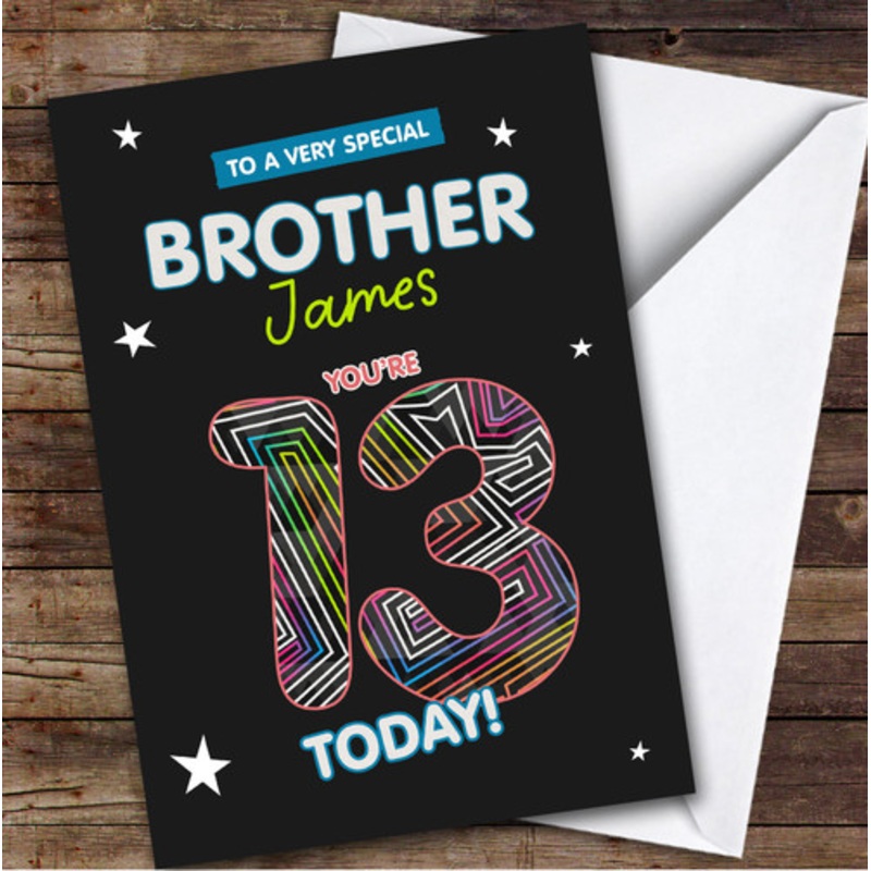 Black Funky 13th Brother Teenager Boys Custom Personalised Birthday Card – The Card Zoo