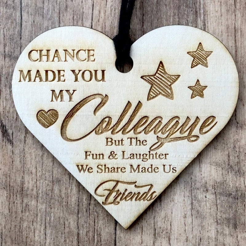 Colleagues Fun and Laughter Engraved Plaque Wooden Heart Gift