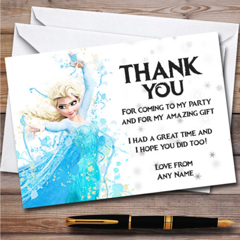 Elsa Frozen Disney Splatter Art Children’s Birthday Party Thank You Cards – The Card Zoo