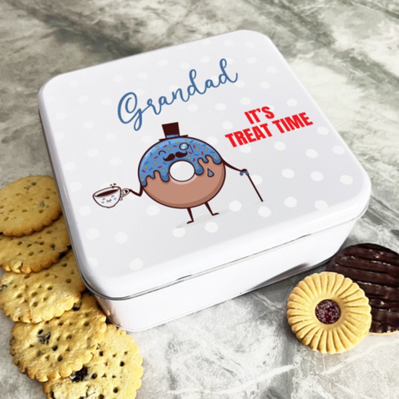 Funny Moustache Donut Grandad Treat Time Personalised Gift Baking Cake Tin – The Card Zoo