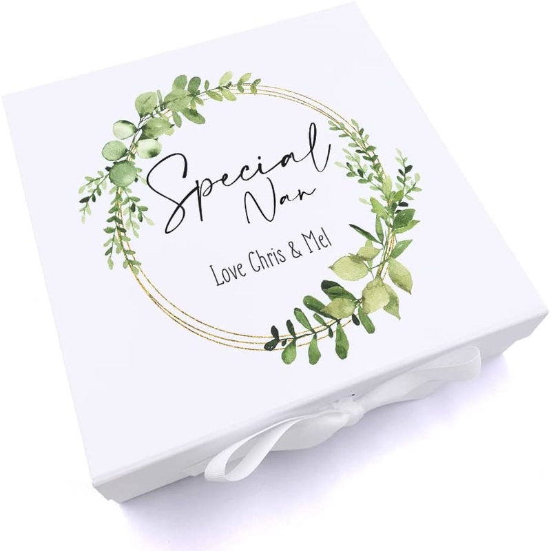 Personalised Special Nan Wreath Design Keepsake Memory Box