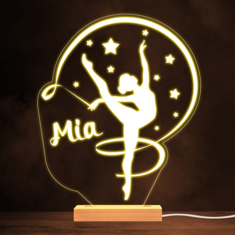 Stars Dancer Gymnast Silhouette Ribbon Gymnastics Personalised White Night Light – The Card Zoo