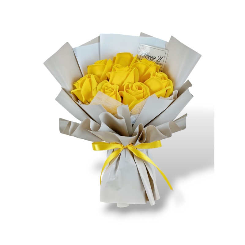 Yellow Soap Roses Bouquet Artificial Flower (Klang Valley Delivery)