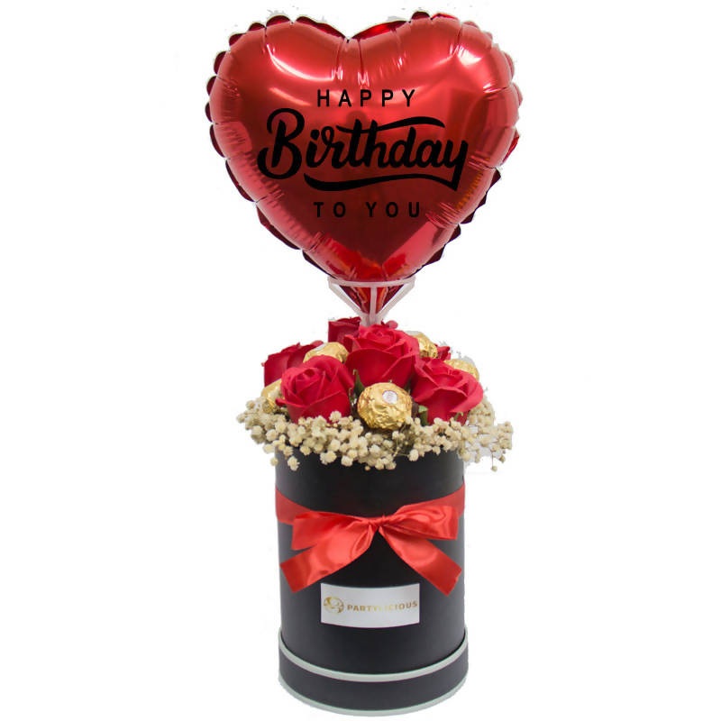 Akiyo Hot Air Balloon Chocolate Artificial Flower Box