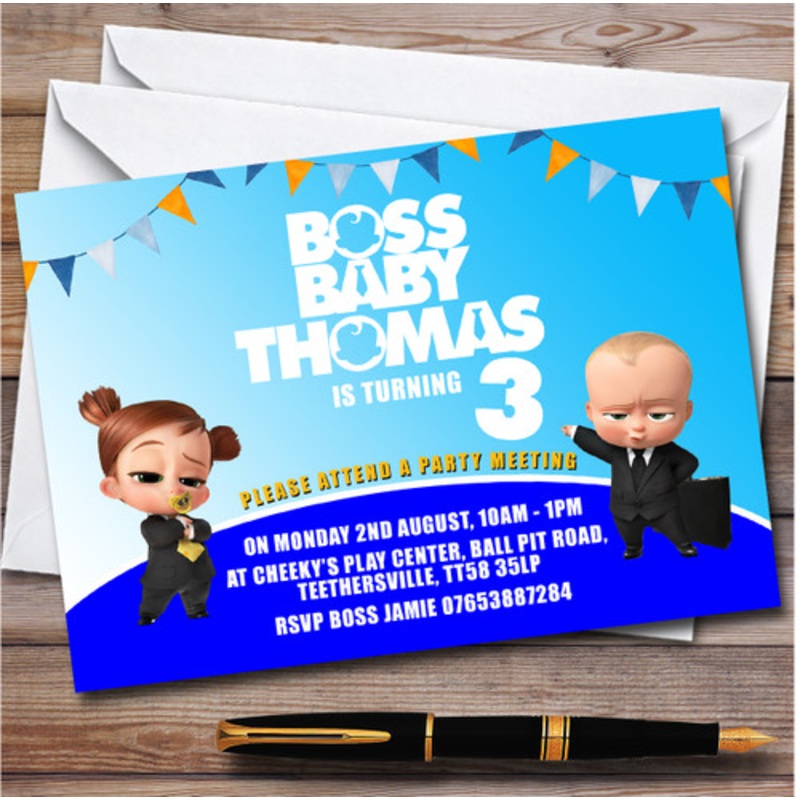 Boss Baby Bunting Personalised Children’s Kids Birthday Party Invitations – The Card Zoo