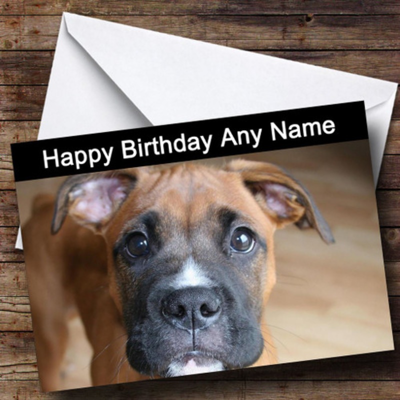 Boxer Dog Puppy Personalised Birthday Card – The Card Zoo