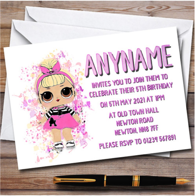 Sis Swing Lol Doll Splatter Art Children’s Birthday Party Invitations – The Card Zoo