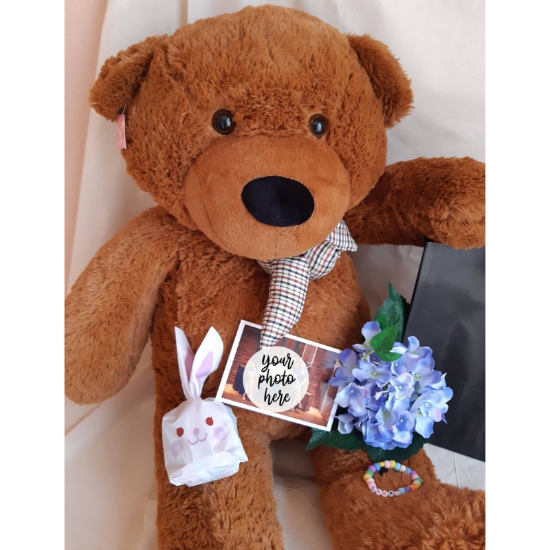 Super Soft Brown Teddy Bear with Personalized Candy Bracelet Gift Set (Klang Valley Delivery)